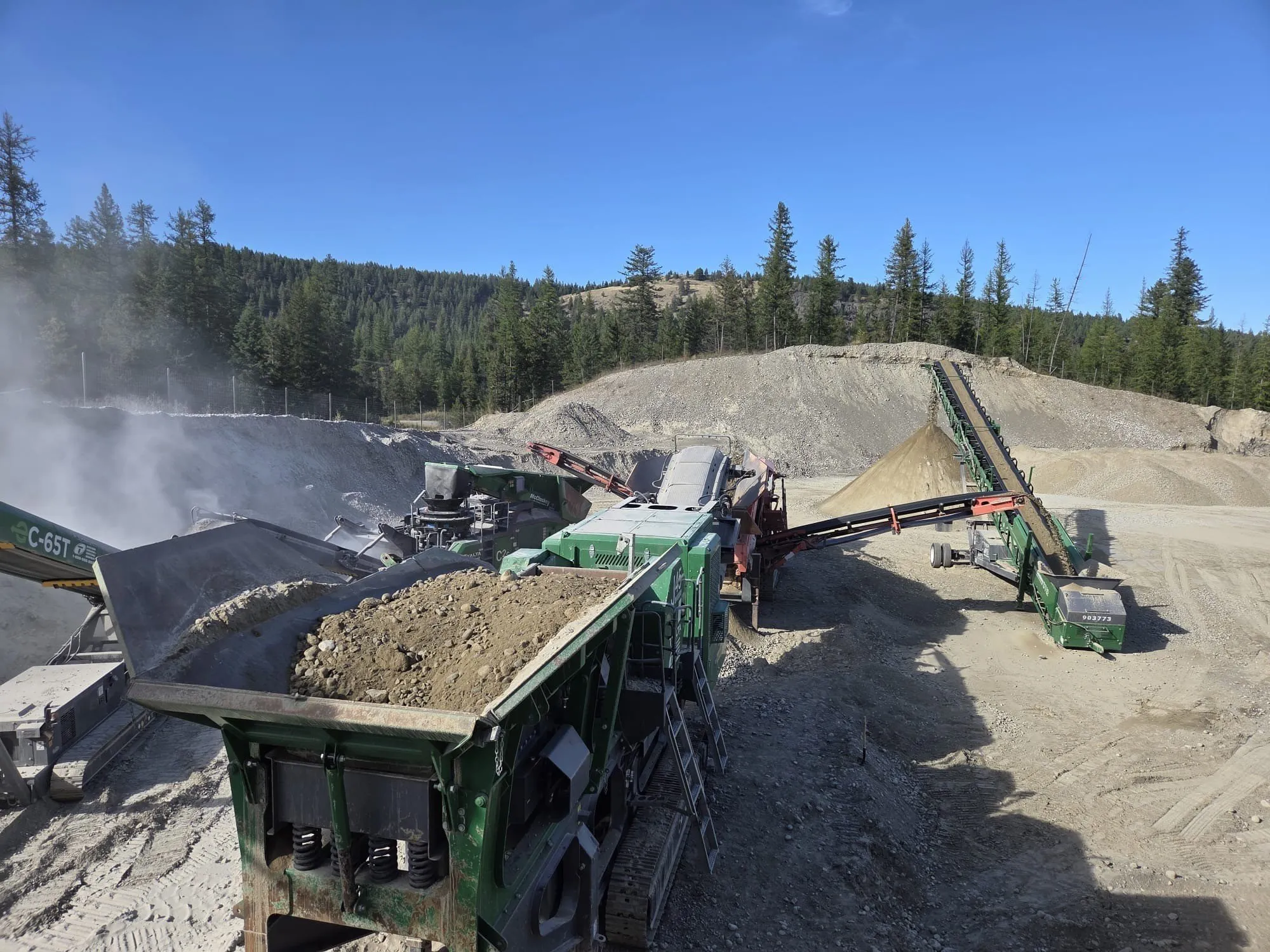 Crushing spread and conveyors building stockpiles at a MacKay aggregate operation